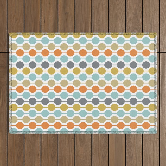 Retro Circles Mid Century Modern Background Outdoor Rug