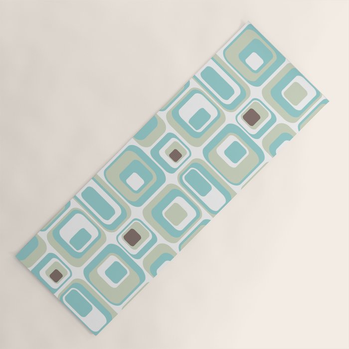 Retro Rectangles Mid Century Modern Geometric Vintage Style Yoga Mat