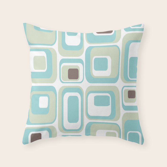 Retro Rectangles Mid Century Modern Geometric Vintage Style Throw Pillow