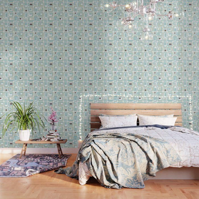 Retro Rectangles Mid Century Modern Geometric Vintage Style Wallpaper