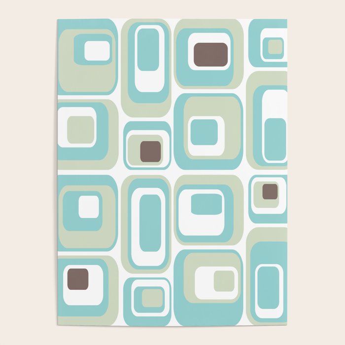 Retro Rectangles Mid Century Modern Geometric Vintage Style Poster