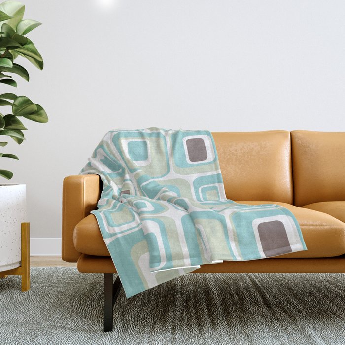 Retro Rectangles Mid Century Modern Geometric Vintage Style Throw Blanket