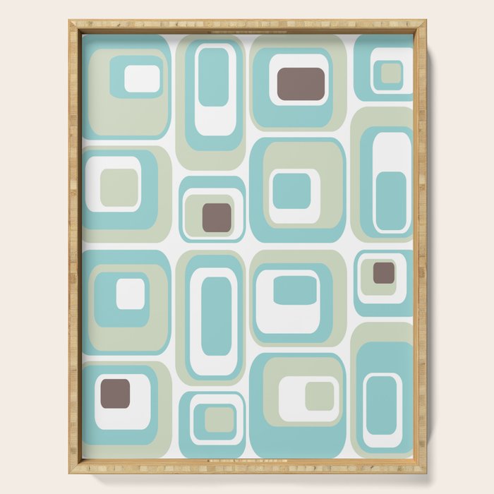 Retro Rectangles Mid Century Modern Geometric Vintage Style Serving Tray