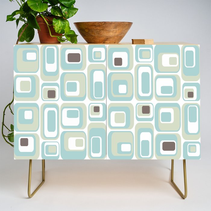 Retro Rectangles Mid Century Modern Geometric Vintage Style Credenza