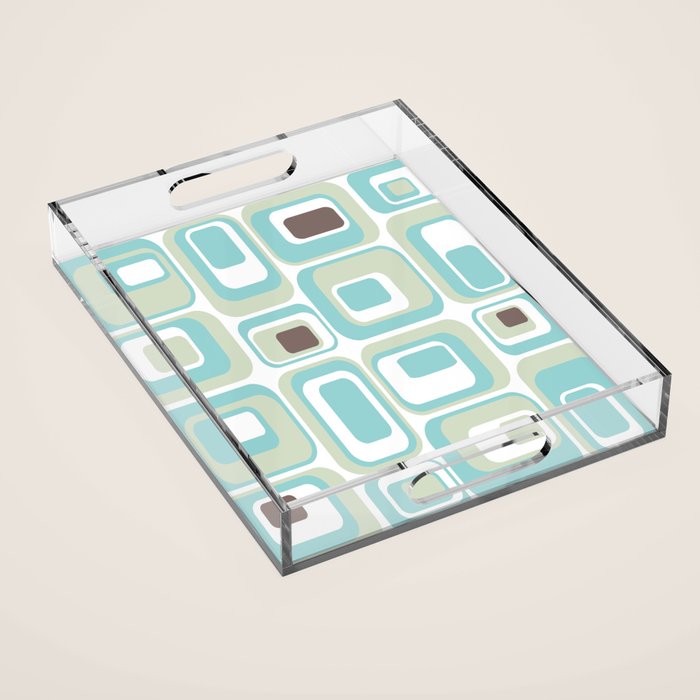 Retro Rectangles Mid Century Modern Geometric Vintage Style Acrylic Tray