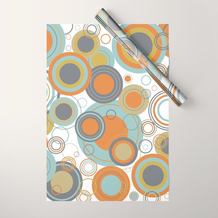Retro Mid Century Modern Circles Geometric Bubbles Pattern Wrapping Paper