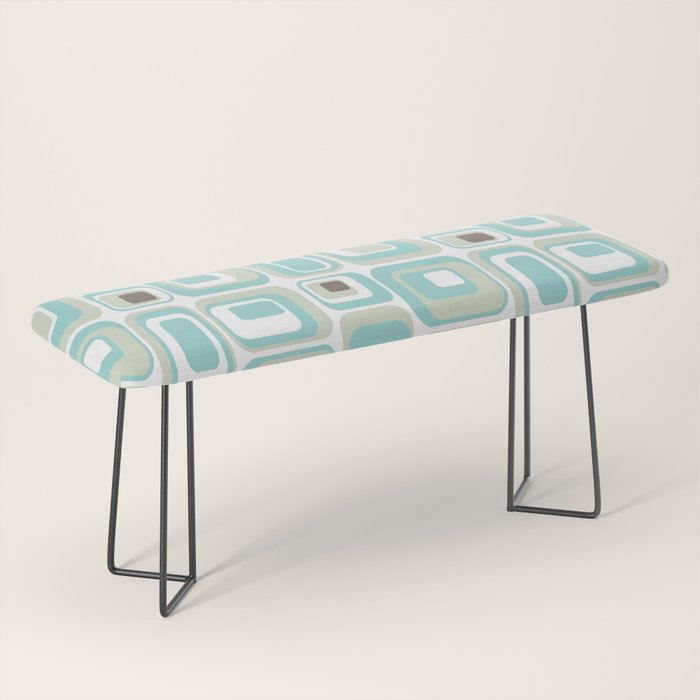 Retro Rectangles Mid Century Modern Geometric Vintage Style Bench