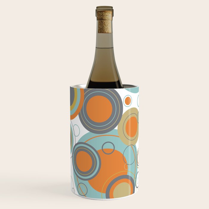 Retro Mid Century Modern Circles Geometric Bubbles Pattern Wine Chiller