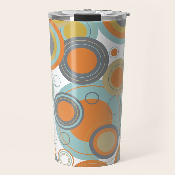 Retro Mid Century Modern Circles Geometric Bubbles Pattern Travel Mug