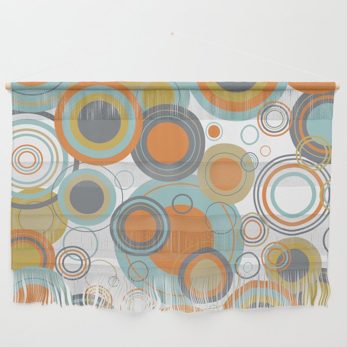 Retro Mid Century Modern Circles Geometric Bubbles Pattern Wall Hanging