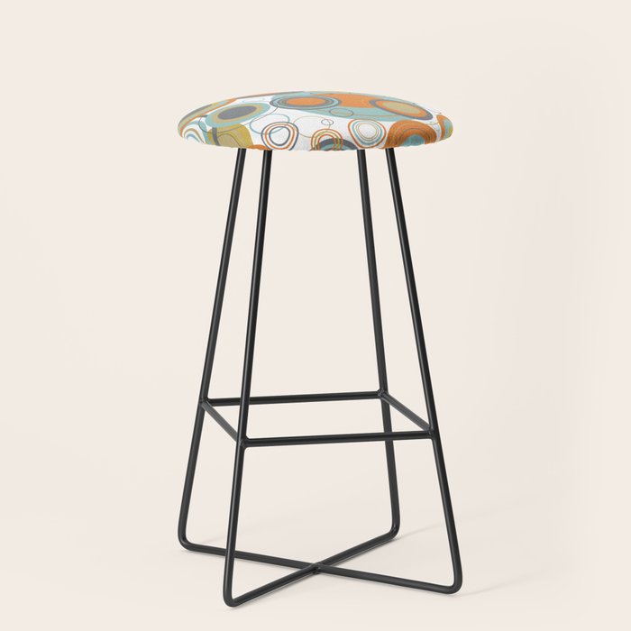 Retro Mid Century Modern Circles Geometric Bubbles Pattern Stool
