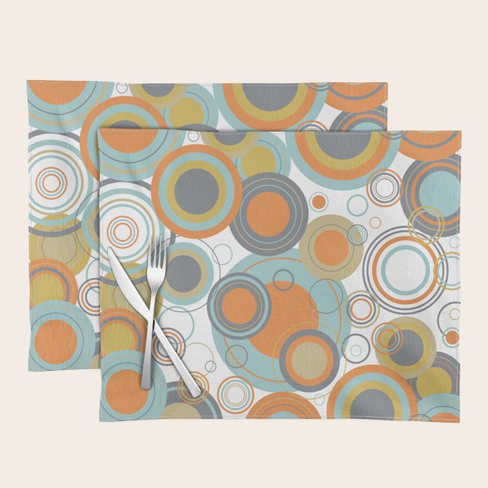 Retro Mid Century Modern Circles Geometric Bubbles Pattern Placemat