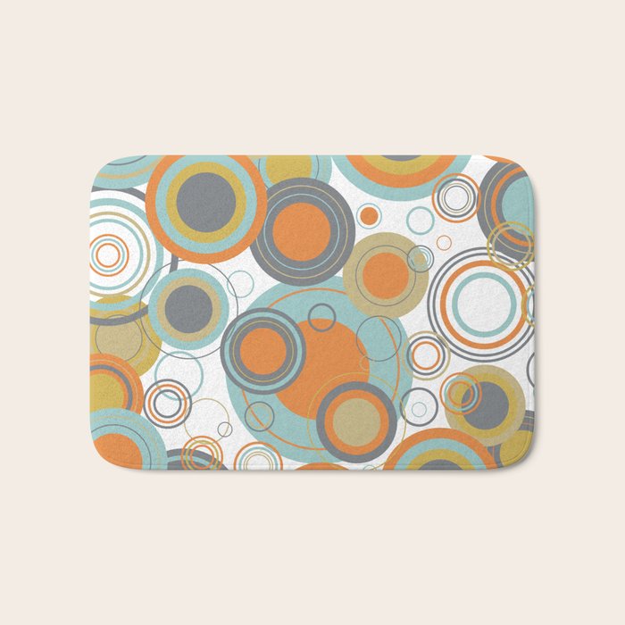 Retro Mid Century Modern Circles Geometric Bubbles Pattern Bath Mat
