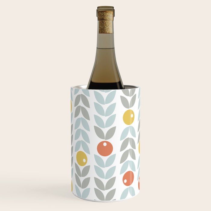Mid Century Modern Retro Leaf And Circle Pattern Wine Chiller