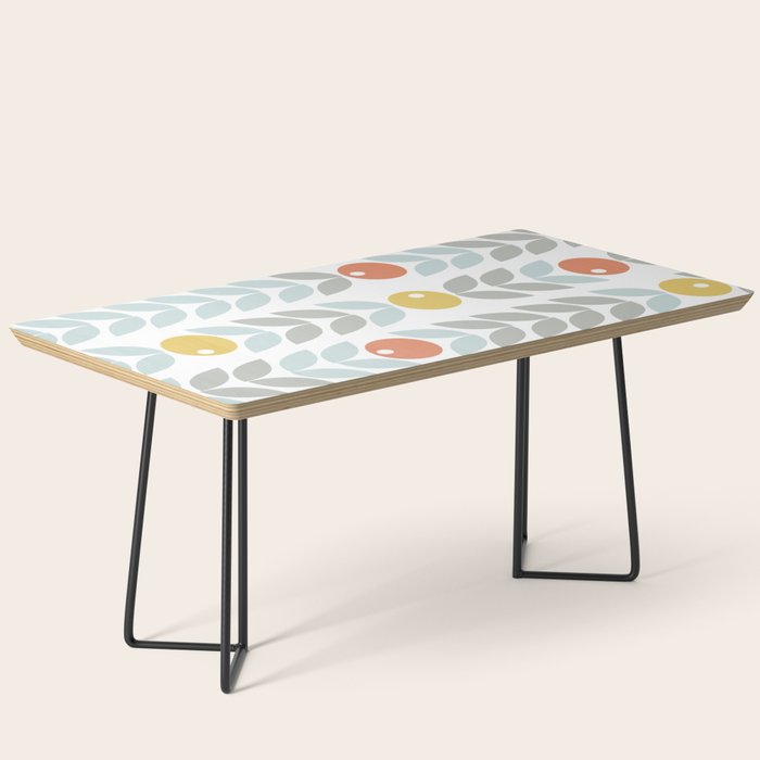 Mid Century Modern Retro Leaf And Circle Pattern Coffee Table
