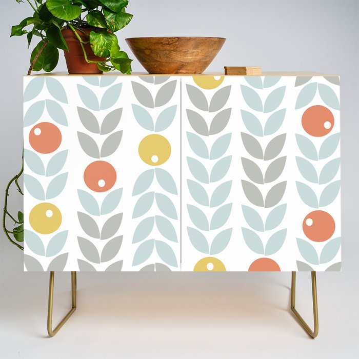 Mid Century Modern Retro Leaf And Circle Pattern Credenza