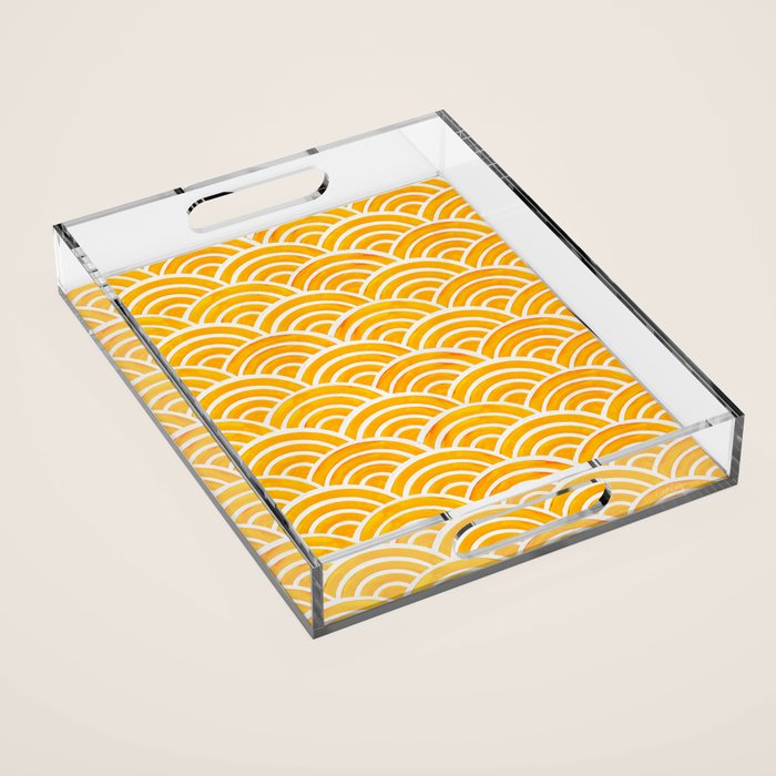 Japanese Seigaiha Wave Marigold Palette Acrylic Tray