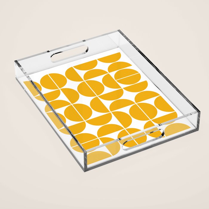 Mid Century Modern Geometric 04 Yellow Acrylic Tray