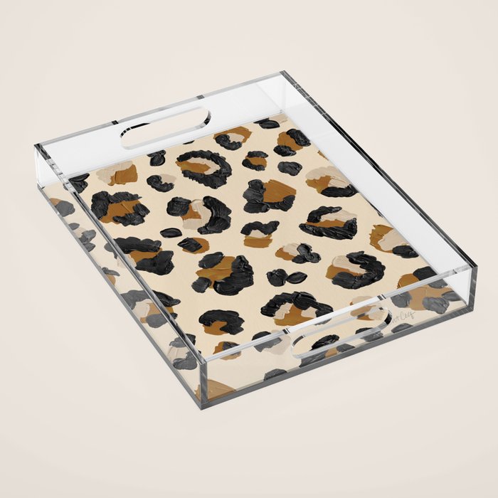 Leopard Print Neutral Gold Light Palette Acrylic Tray