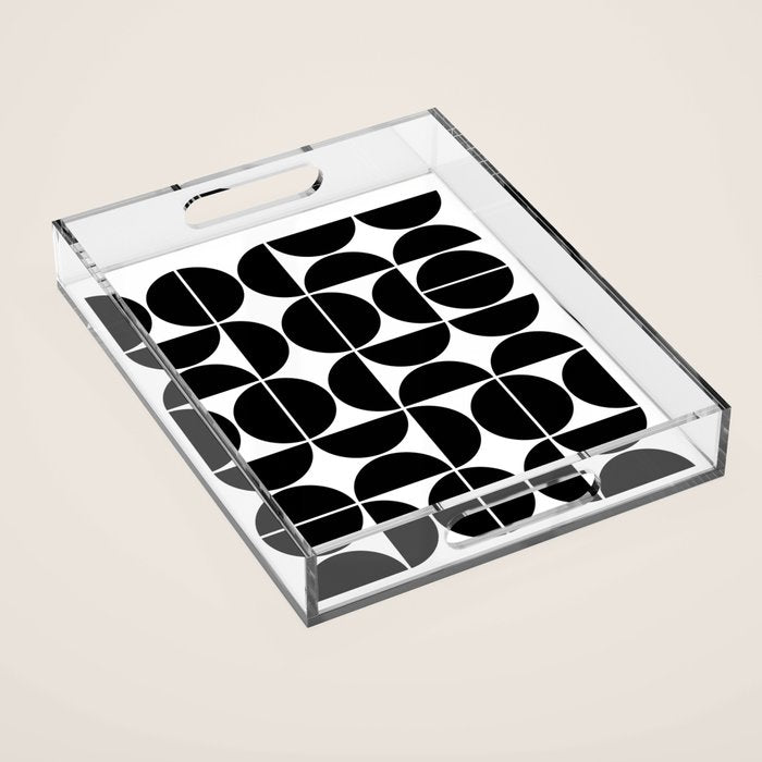 Mid Century Modern Geometric 04 Black Acrylic Tray