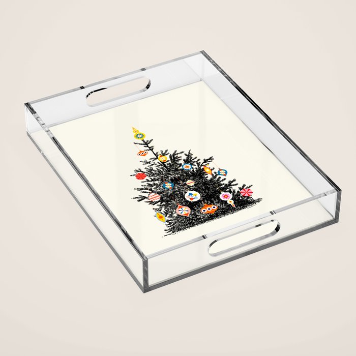 Retro Decorated Christmas Tree Acrylic Tray