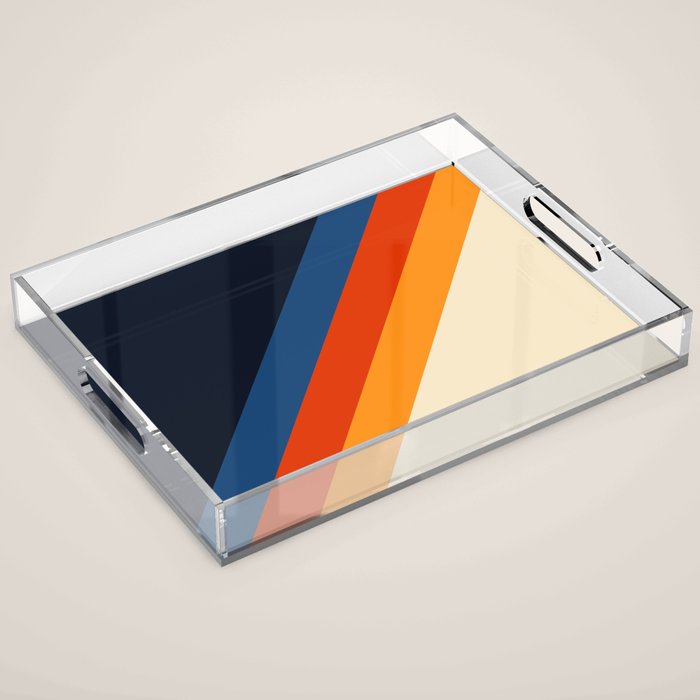 Colorful Classic Retro 70s Vintage Style Stripes - Padona Acrylic Tray