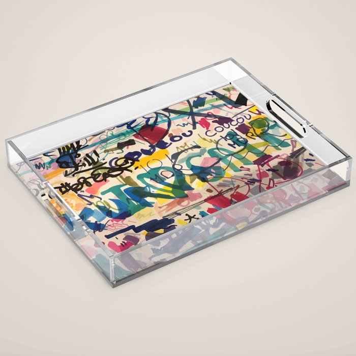 Urban Graffiti Paper Street Art Acrylic Tray