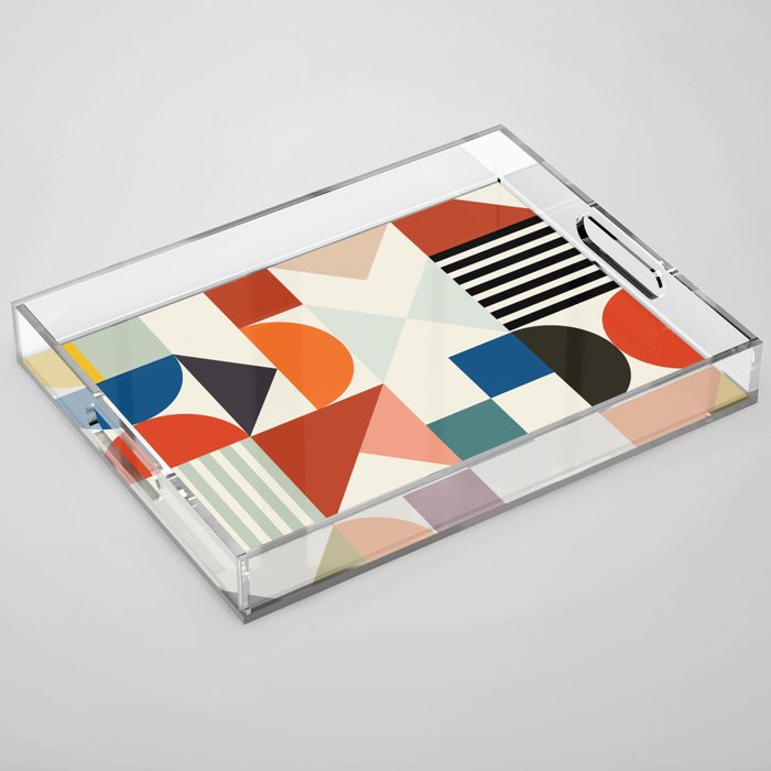 Mid Century Retro Shapes Geometric Acrylic Tray