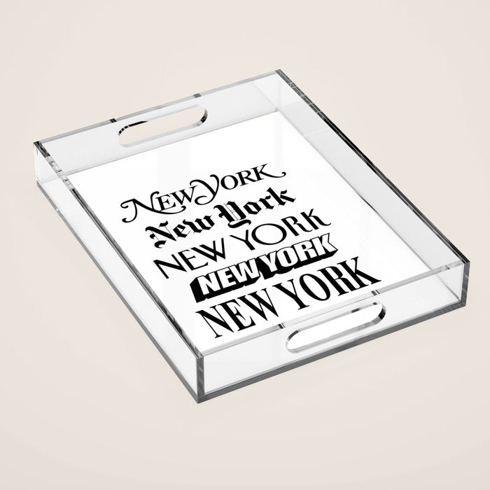 I Heart New York City Black And White New York Poster I Love Nyc Design Black-White Home Wall Decor Acrylic Tray