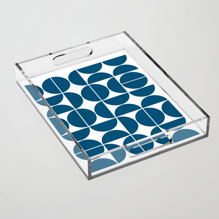 Mid Century Modern Geometric 04 Blue Acrylic Tray