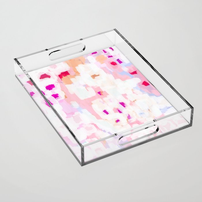 Netta - Abstract Painting Pink Pastel Bright Happy Modern Home Office Dorm College Decor Acrylic Tray