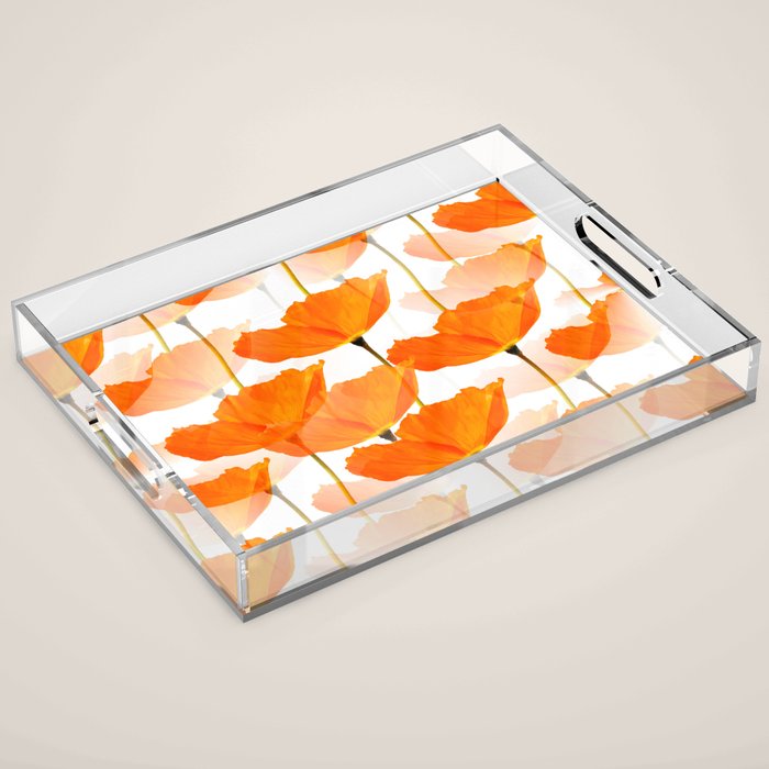 Orange Poppies On A White Background #Decor #Homestorie #Buyart Acrylic Tray