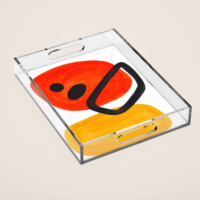 Midcentury Modern Colorful Abstract Pop Art Space Age Fun Bright Orange Yellow Colors Minimalist Acrylic Tray