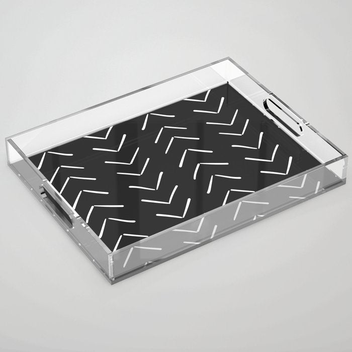 Boho Big Arrows In Black And White Acrylic Tray