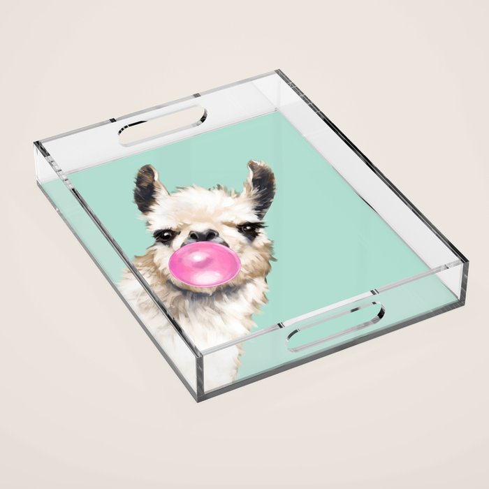 Bubble Gum Sneaky Llama In Green Acrylic Tray