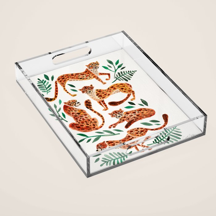 Cheetah Collection Orange & Green Palette Acrylic Tray