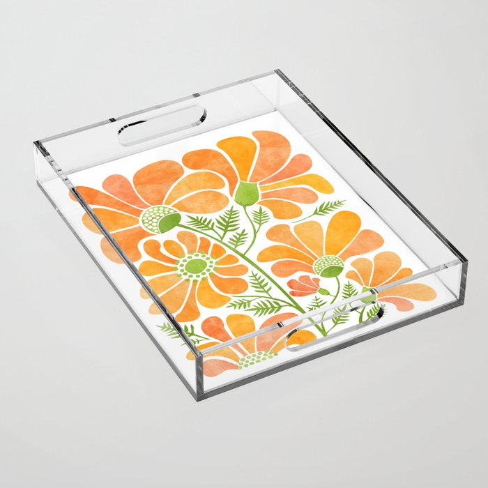 Happy California Poppies Floral Acrylic Tray