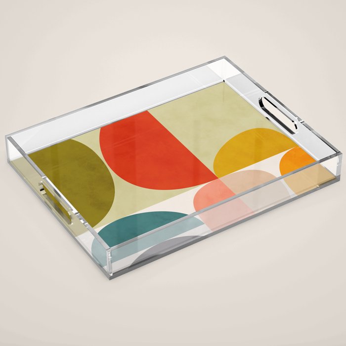 Shapes Of Mid Century Geometry Art Acrylic Tray