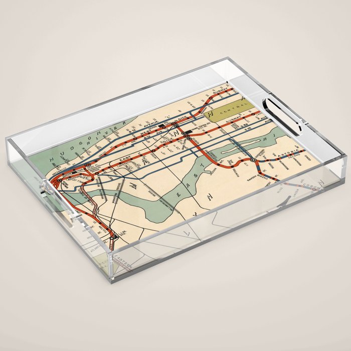 Vintage Nyc Subway Map (1918) Acrylic Tray