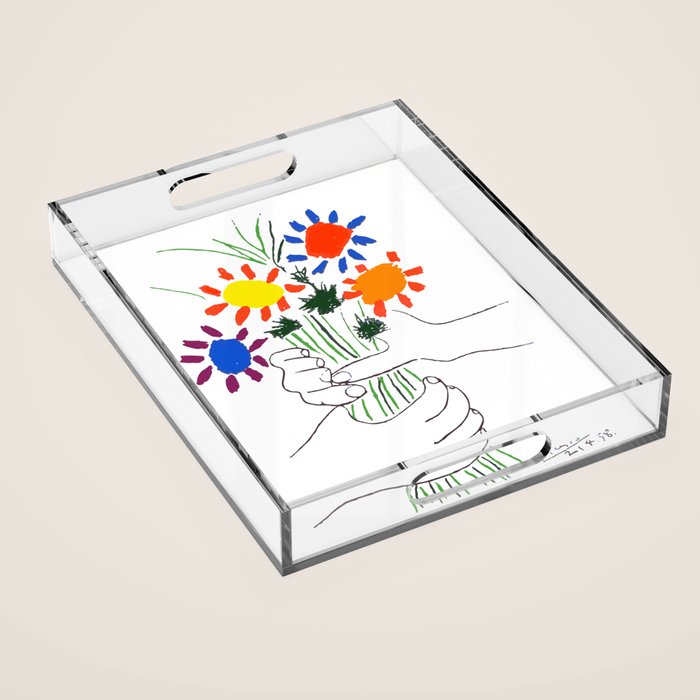 Pablo Picasso Bouquet Of Peace 1958 (Flowers Bouquet With Hands), T Shirt, Artwork Acrylic Tray