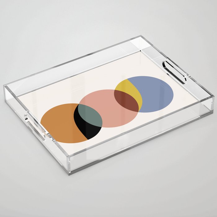 Geometric Harmony - Vintage Rainbow Colors Acrylic Tray