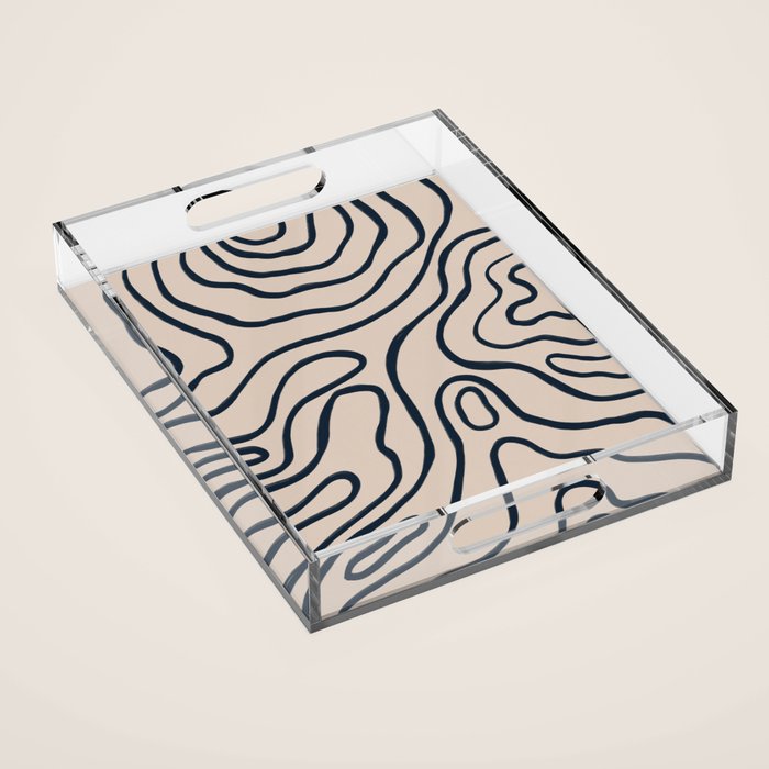 Topographic Map / Nude & Dark Blue Acrylic Tray