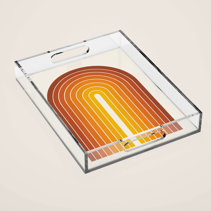 Gradient Arch Ix Retro Orange Mid Century Modern Rainbow Acrylic Tray