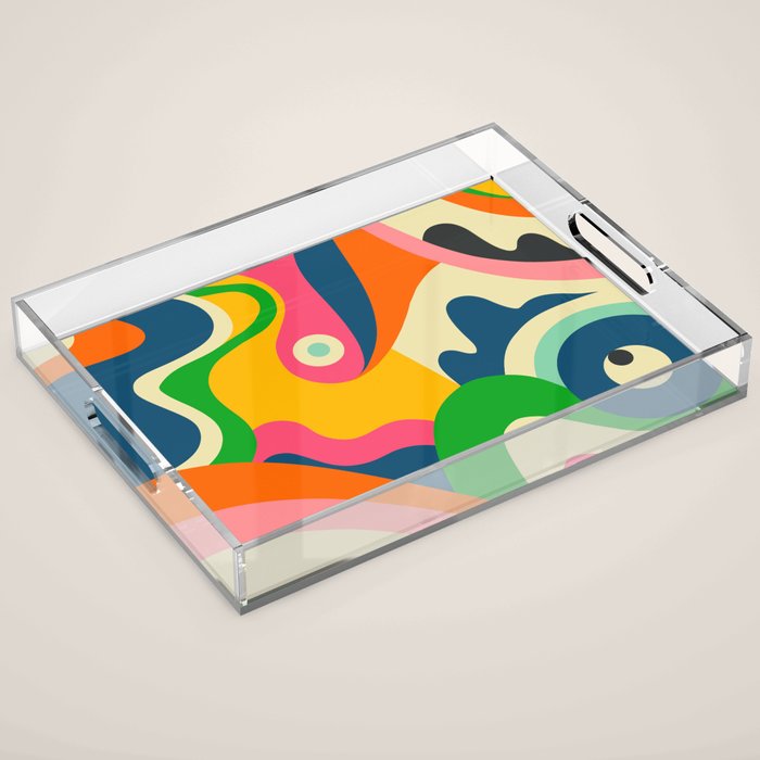 Colorful Mid Century Abstract  Acrylic Tray