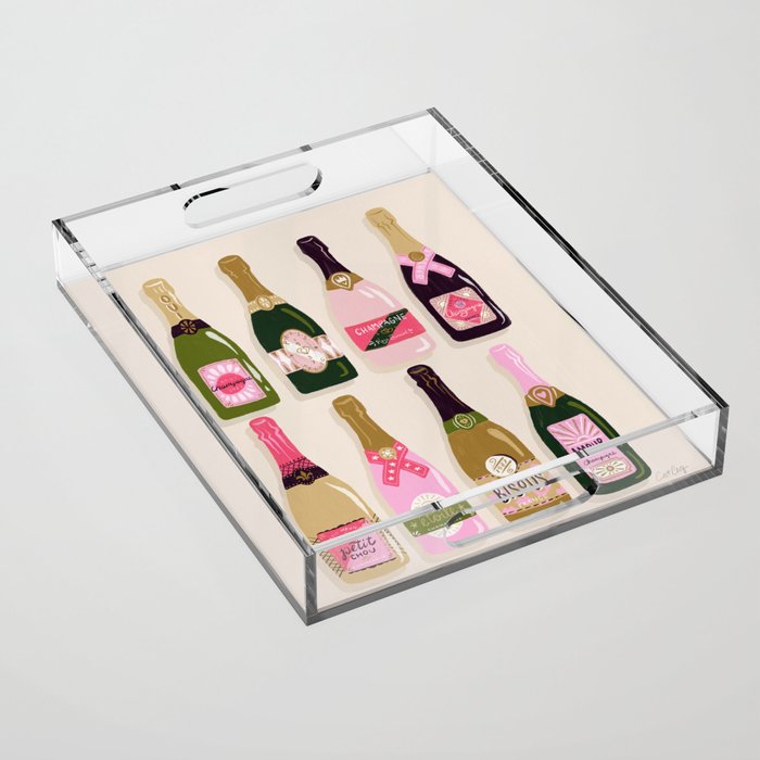 French Champagne Collection Pink & Green Acrylic Tray