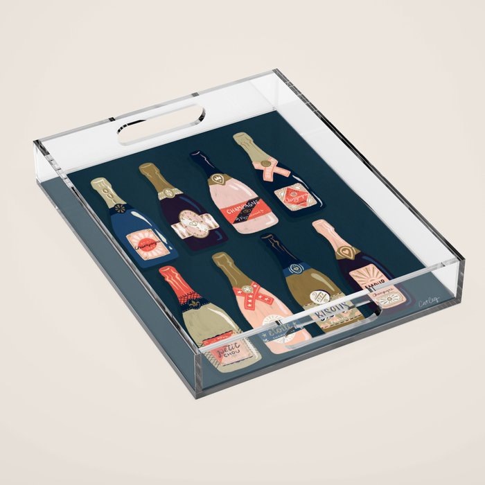 French Champagne Collection Teal Acrylic Tray
