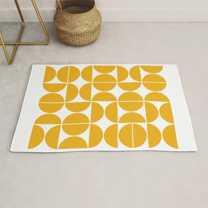 Mid Century Modern Geometric 04 Yellow Rug
