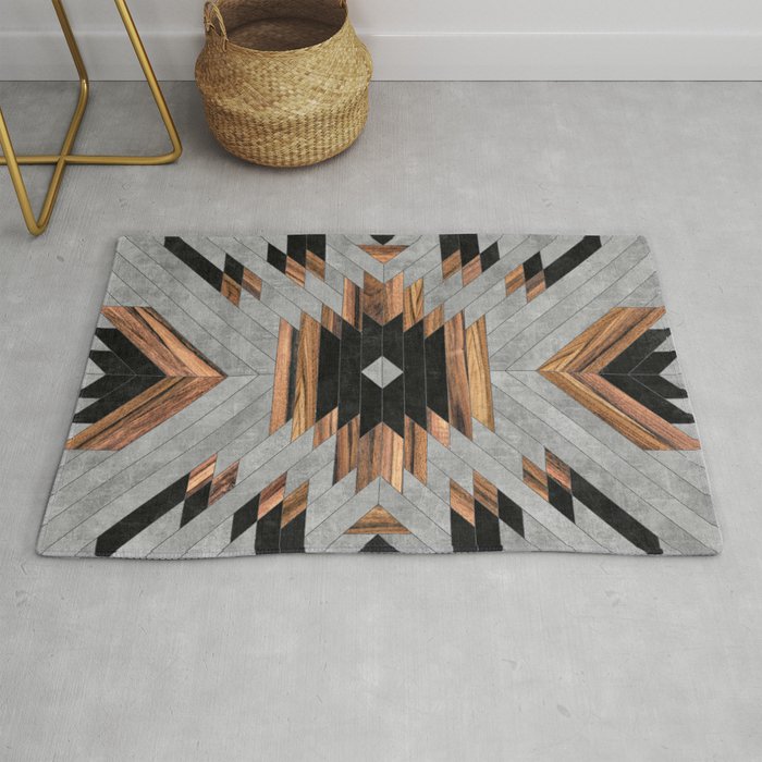 Urban Tribal Pattern No.6 - Aztec - Concrete And Wood Rug