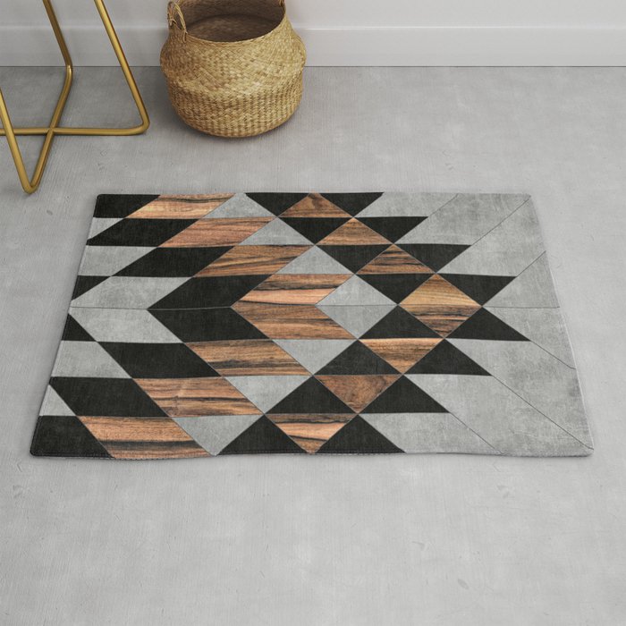 Urban Tribal Pattern No.10 - Aztec - Concrete And Wood Rug