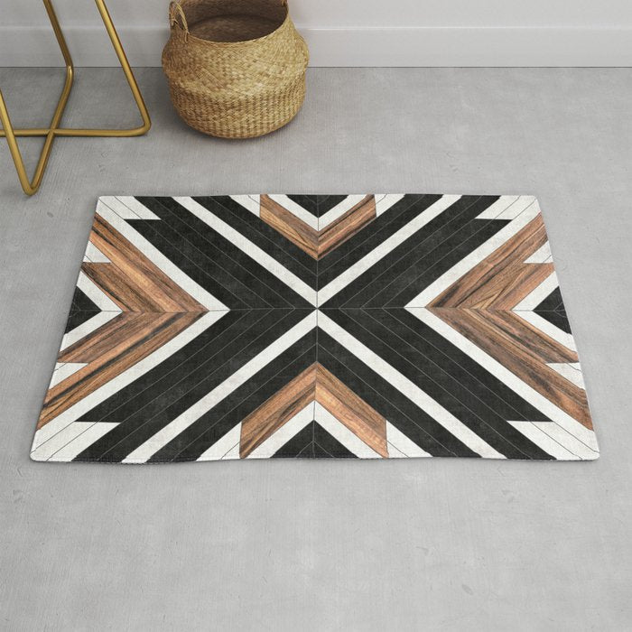 Urban Tribal Pattern No.1 - Concrete And Wood Rug